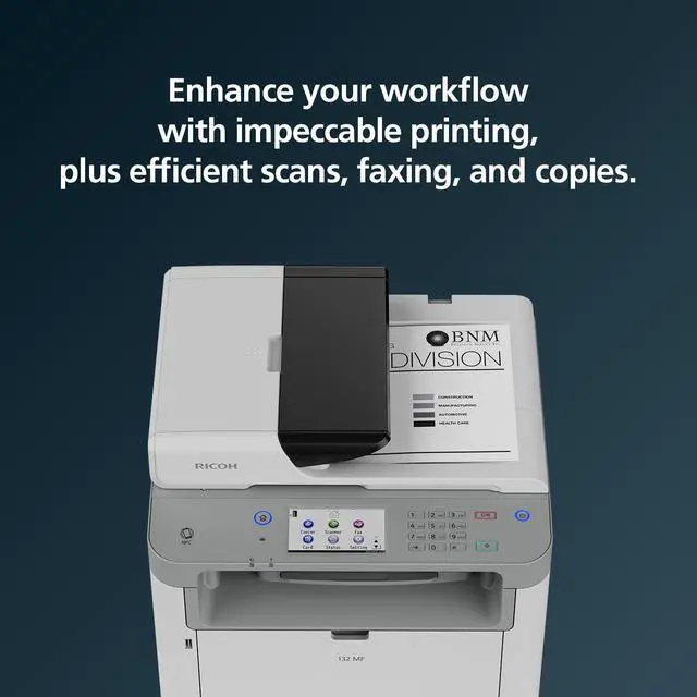 Alt view image 10 of 13 - RICOH 132 MF Black and White Multifunction Laser Printer