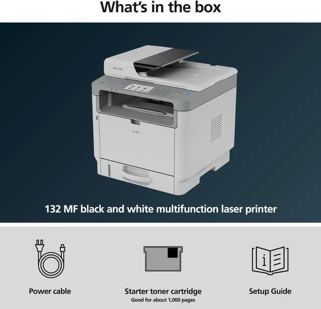 Alt view image 11 of 13 - RICOH 132 MF Black and White Multifunction Laser Printer