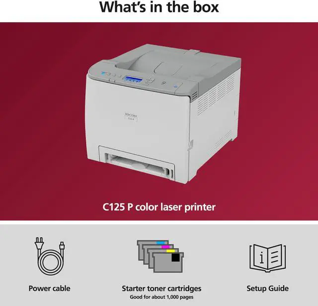 Alt view image 9 of 11 - RICOH C125 P Wireless Color Laser Printer
