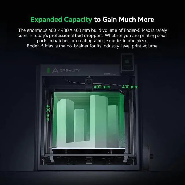 Alt view image 2 of 4 - Creality Ender-5 Max 3D Printer - CoreXY 700mm/s High-Speed, 400x400x400mm Build Volume, 64-Point Auto Leveling, Dual Z-Axis, WiFi
