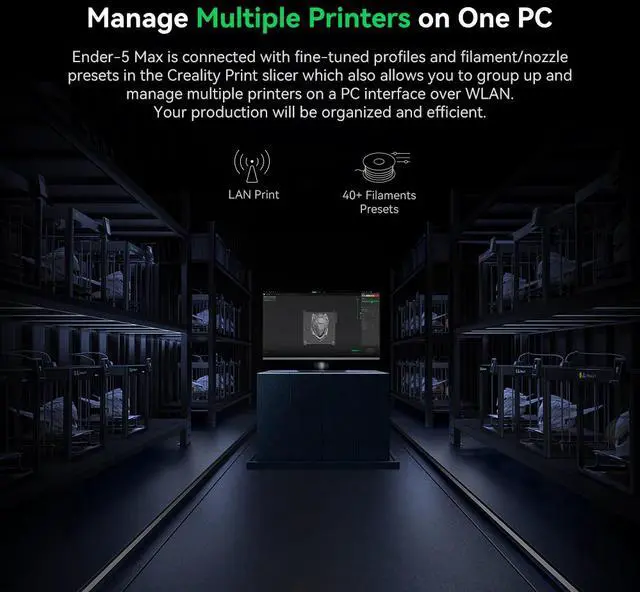 Alt view image 3 of 4 - Creality Ender-5 Max 3D Printer - CoreXY 700mm/s High-Speed, 400x400x400mm Build Volume, 64-Point Auto Leveling, Dual Z-Axis, WiFi