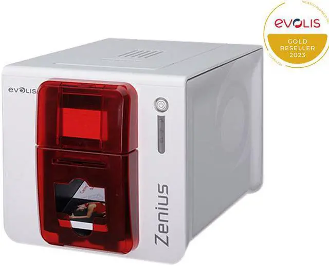 Main image of Evolis ZN1H0000RS Zenius Expert Card Printer - Single-sided - White/Red