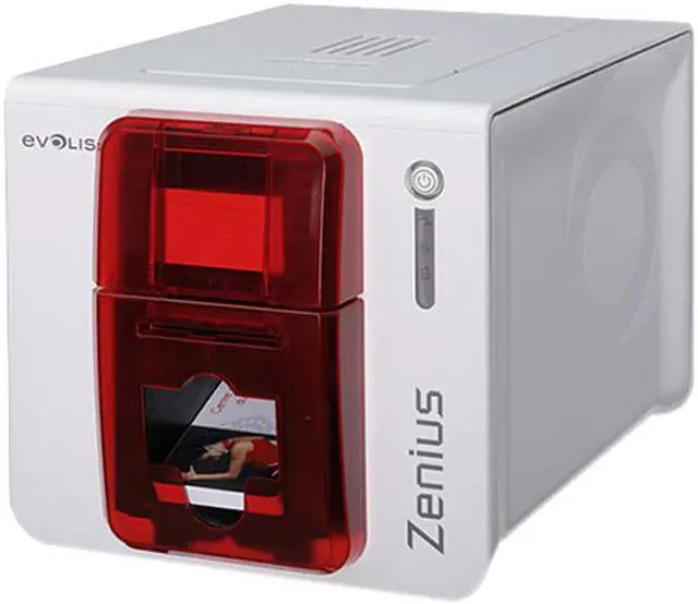 Alt view image 2 of 5 - Evolis ZN1H0000RS Zenius Expert Card Printer - Single-sided - White/Red