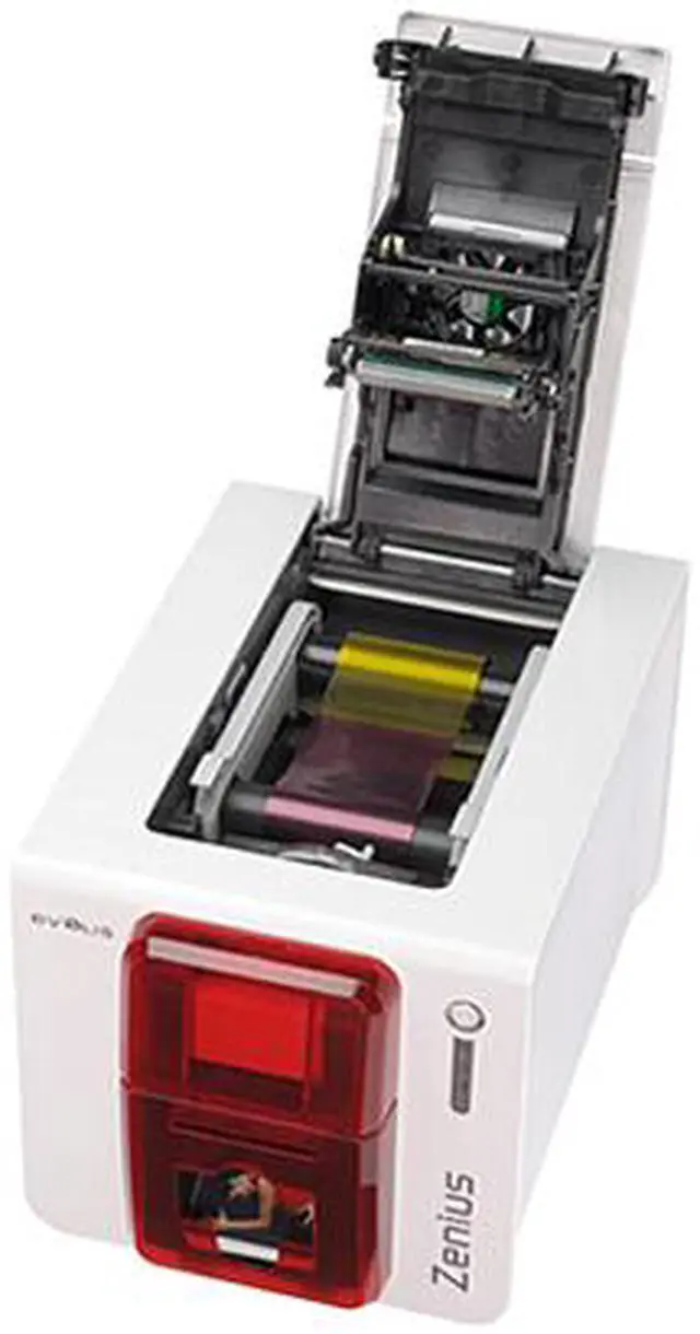 Alt view image 4 of 5 - Evolis ZN1H0000RS Zenius Expert Card Printer - Single-sided - White/Red