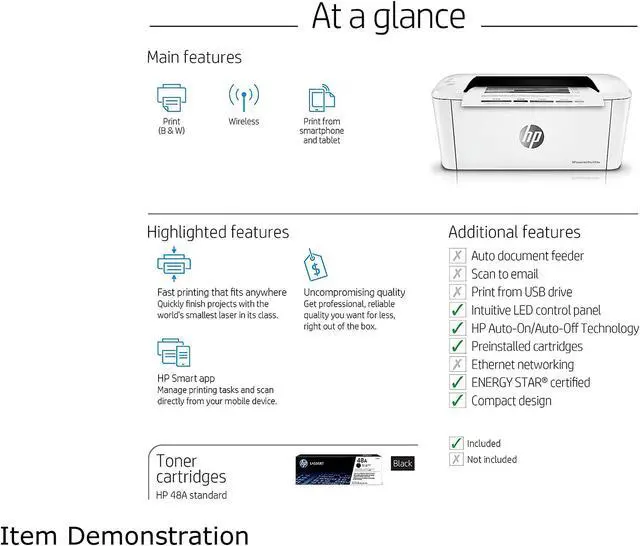 Alt view image 12 of 14 - HP LaserJet Pro M15w Compact Wireless Laser Printer (W2G51A)