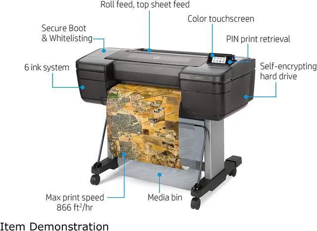 Alt view image 3 of 5 - HP Designjet Z6 24 Inch 2400 x 1200 dpi Color Print Quality Ethernet (RJ-45) / USB Thermal Inkjet Large Format Color PostScript Printer