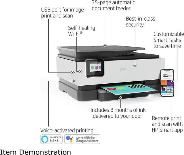 Alt view image 5 of 7 - HP OfficeJet Pro 8035 Wireless All-In-One Color Inkjet Printer - Basalt - Includes 8 months of Instant Ink