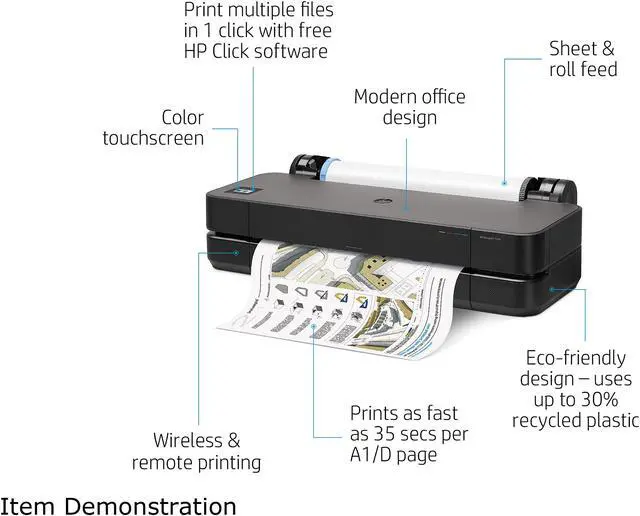 Alt view image 3 of 7 - HP DesignJet T230 Large Format Compact Wireless Plotter Printer - 24", with Mobile Printing (5HB07A)