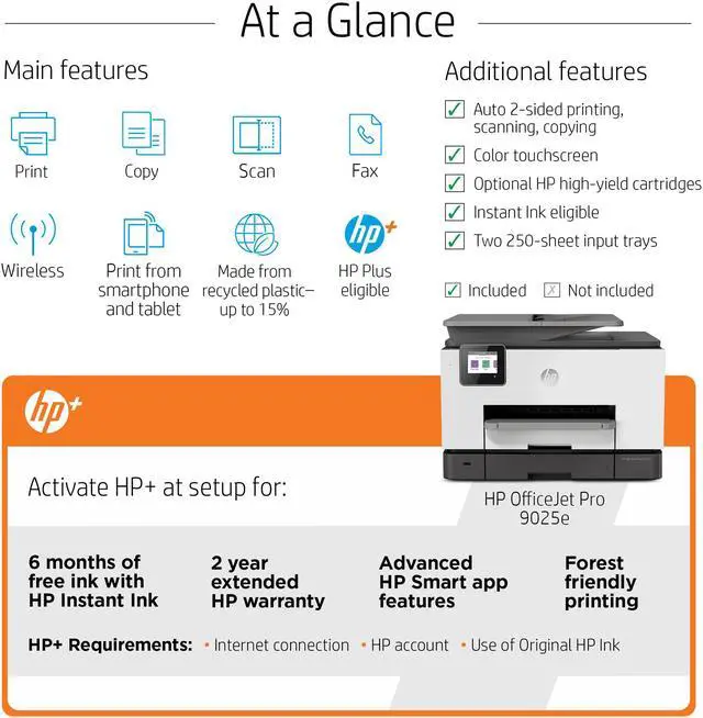 Alt view image 4 of 20 - HP OfficeJet Pro 9025e All-in-One Wireless Color Printer, with bonus 6 months free Instant Ink with HP+ (1G5M0A)