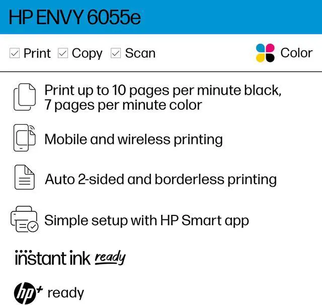 Alt view image 9 of 19 - HP ENVY 6055e All-in-One Printer w/ 3 Months Free Ink through HP Plus