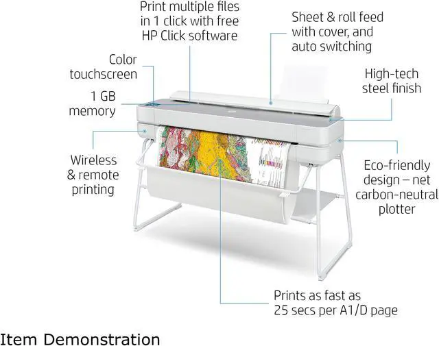 Alt view image 3 of 7 - HP DesignJet Studio Steel Large Format Wireless Plotter Printer - 36", with High-Tech Steel Design (5HB14C)