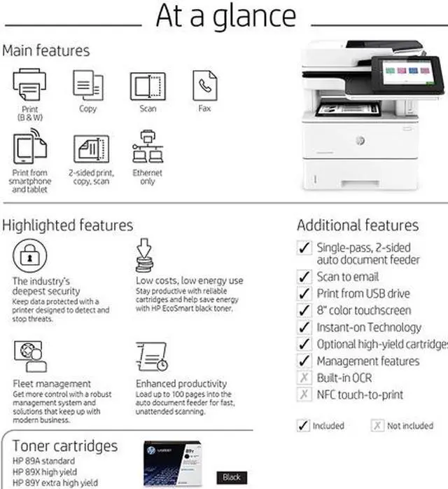 Alt view image 2 of 9 - HP LaserJet Enterprise MFP M528f MFP Normal: Up to 43 ppm (default); Up to 50 ppm (HP High Speed) Printer