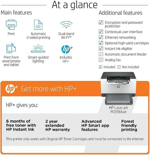 Alt view image 4 of 8 - HP LaserJet M209dw Monochrome Printer