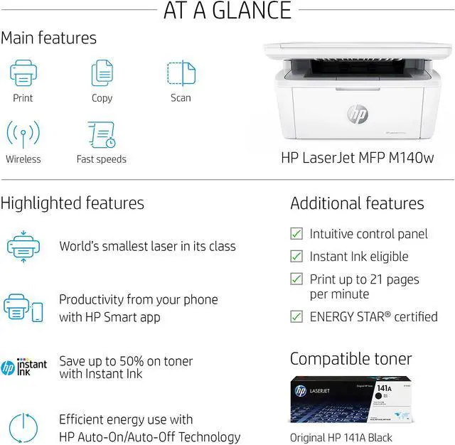 Alt view image 6 of 9 - HP LaserJet M140w Wireless Black & White Printer
