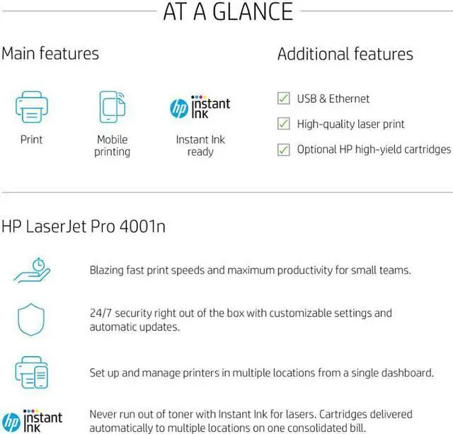 Alt view image 4 of 9 - HP LaserJet Pro 4001n Black-and-White Laser Printer with 3 months of Instant Ink included with HP+ - White