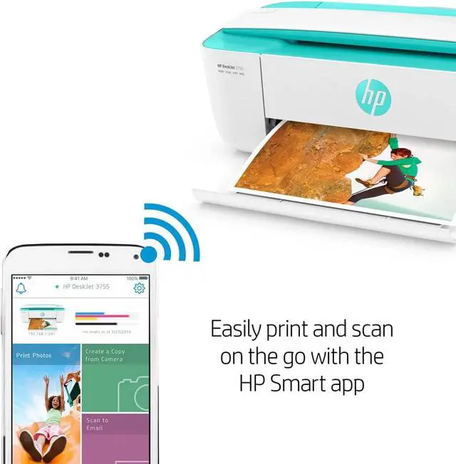 Alt view image 7 of 12 - HP - DeskJet 3755 Wireless All-in-One Instant Ink Ready Inkjet Printer - Seagrass