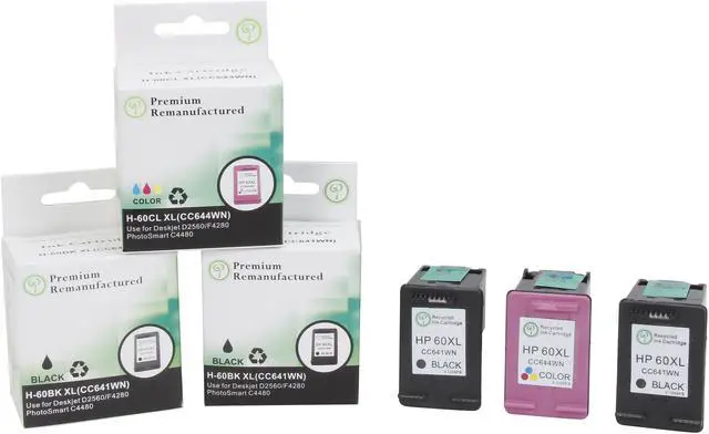 Alt view image 6 of 6 - Green Project Inc. Compatible Black/Color High Yield Ink Cartridge Replacement for HP 60XL CC641WN CC644WN