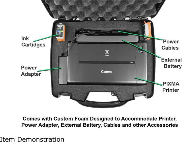 Alt view image 4 of 5 - CASEMATIX TOUGH Printer Carry Case Custom Designed to fit Canon PIXMA iP110 Wireless Mobile Printer - OEM