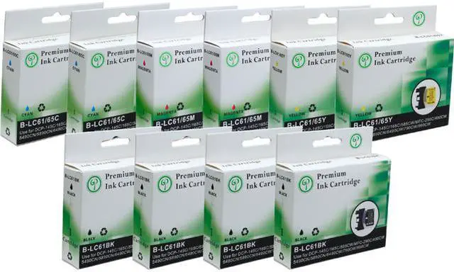 Main image of Green Project B-LC61(10)PK Black and Colors Compatible Brother LC61 Ink Cartridge 10 Pack