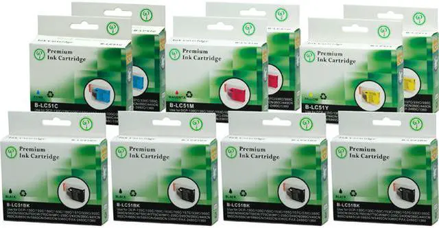 Main image of Green Project B-LC51(10)PK Black and Colors Compatible Brother LC51 Ink Cartridge 10 Pack