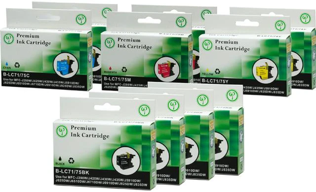 Green Project B-LC75(10PK) Black and Colors Compatible Brother LC75 Ink ...