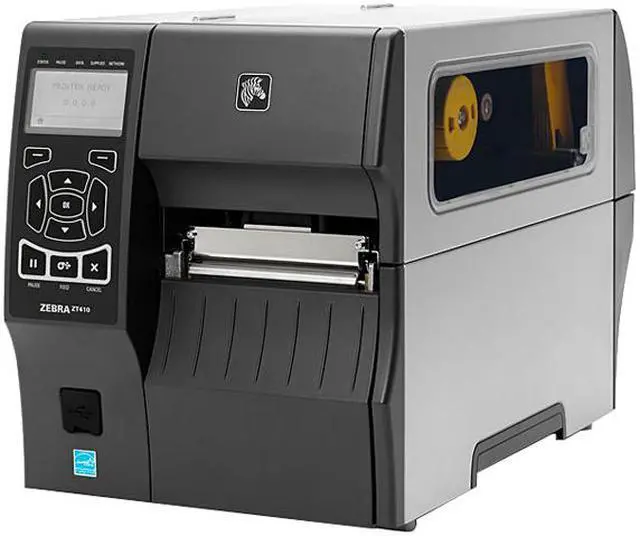 Main image of Zebra ZT410 4" Industrial Thermal Transfer Label Printer, LCD, 203 dpi, Serial, USB, 10/100 Ethernet, Bluetooth 2.1/Mfi, USB Host, 802.11 a/b/g/n Card: US & CAN, EZPL - ZT41042-T01A000Z