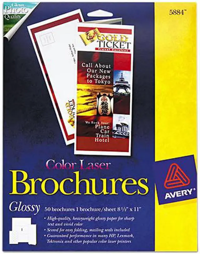 Main image of Avery 5884 Brochure Paper, Glossy, 8-1/2 x 11, White, 50 Sheets/Pack