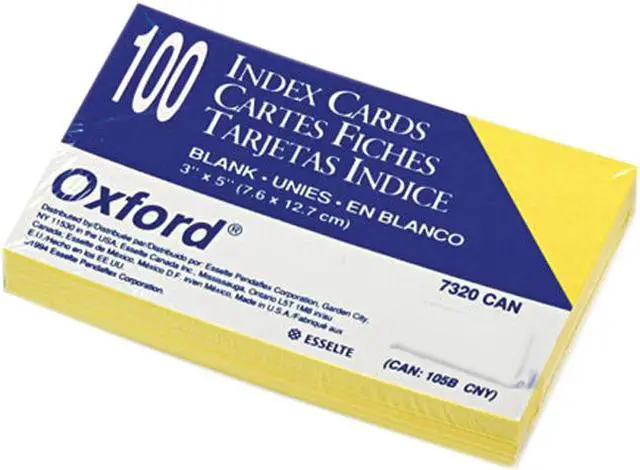 Main image of Oxford 7320-CAN Unruled Index Cards, 3 x 5, Canary, 100/Pack