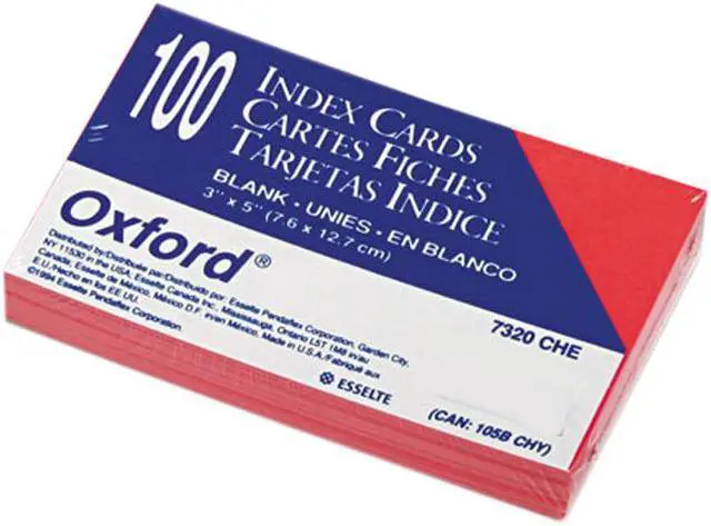 Main image of Oxford 7320-CHE Unruled Index Cards, 3 x 5, Cherry, 100/Pack