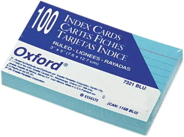 Main image of Oxford 7321-BLU Ruled Index Cards, 3 x 5, Blue, 100/Pack