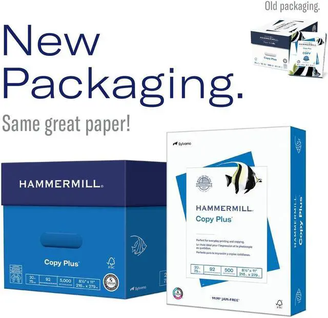 Alt view image 4 of 10 - Hammermill 105007 Copy Plus Paper - White - 92 Brightness - Letter - 8 1/2" x 11" - 500 / Ream - FSC - Acid-free, Quick Drying