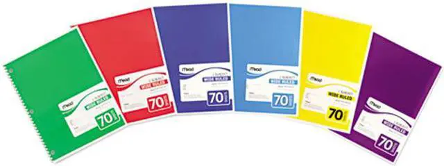 Main image of Mead 05510 Spiral Bound Notebook, Wide/Margin Rule, 8x10-1/2, White,1 Subject 70 Sheets/Pad single 1 unit