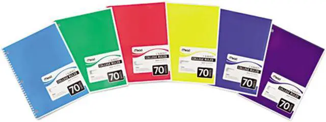 Main image of Mead 05512 Spiral Bound Notebook, College Rule, 8 x 10-1/2, White, 1 Subject 70 Sheets/Pad