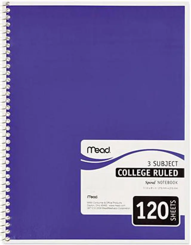 Main image of Mead 06710 Spiral Bound Notebook, College Rule, 8-1/2 x 11, White, 120 Sheets/Pad