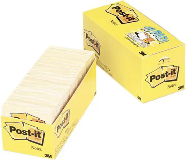 Main image of Post-it Notes 654-18CP Cabinet Pack, 3 x 3, Canary Yellow, 18 90-Sheet Pads/Pack