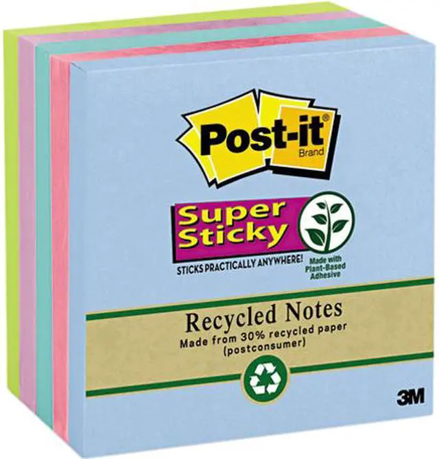 Main image of Post-it Notes Super Sticky 654-5SST Super Sticky Notes, 3 x 3, Five Tropic Breeze Colors, 5 90-Sheet Pads/Pack