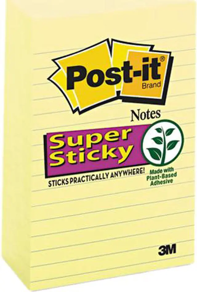 Main image of Post-it Notes Super Sticky 660-5SSCY Super Sticky Notes, 4 x 6, Lined, Canary Yellow, 5 90-Sheet Pads/Pack