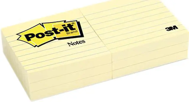 Main image of Post-it Notes 630-6PK Original Notes, 3 x 3, Lined, Canary Yellow, 6 100-Sheet Pads/Pack