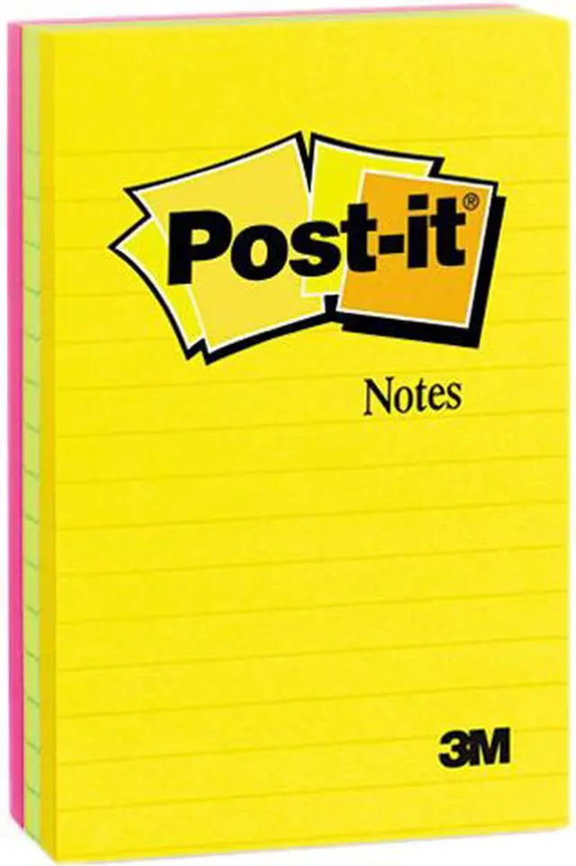 Main image of Post-it Notes 660-3AU Ultra Color Notes, 4 x 6, Lined, Three Colors, 3 100-Sheet Pads/Pack