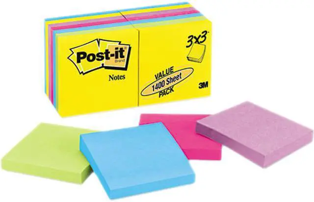 Main image of Post-it Notes 654-14AU Ultra Color Notes, 3 x 3, Five Colors, 14 100-Sheet Pads/Pack