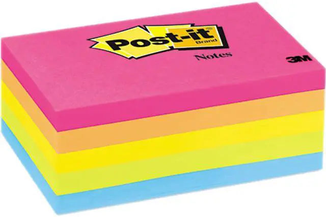 Main image of Post-it Notes 655-5PK Original Pads in Neon Colors, 3 x 5, Five Neon Colors, 5 100-Sheet Pads/Pack