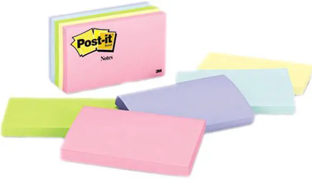 Main image of Post-it Notes 655-AST Original Pads in Pastel Colors, 3 x 5, Five Pastel Colors, 5 100-Sheet Pads/Pack