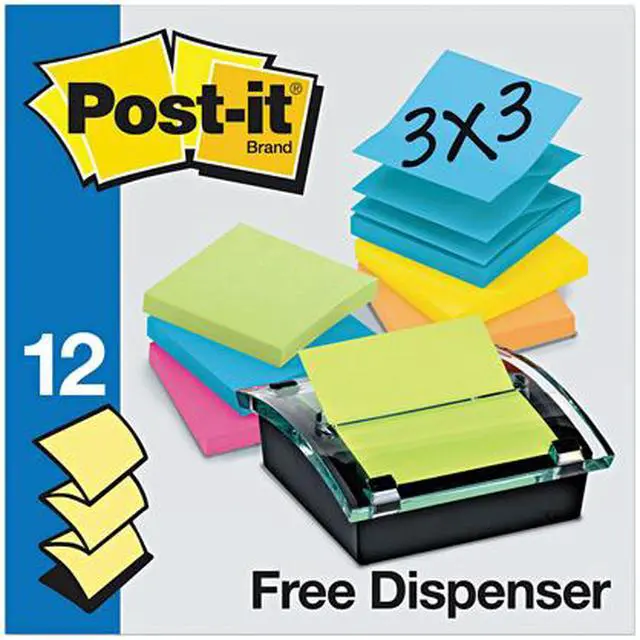 Alt view image 4 of 4 - Post-it DS330-SSVA Super Sticky Pop-up Dispenser Value Pack, 3 x 3, Assorted