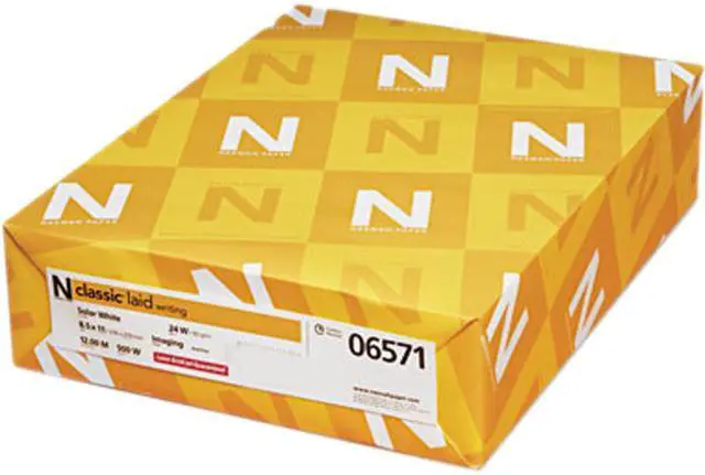 Main image of Neenah Paper 06571 Classic Laid Stationery Writing Paper, 24-lb., 8-1/2 x 11, Solar White, 500/Ream