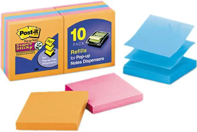Main image of Post-it R330-10SSAN Pop-Up Notes, 3 x 3, Electric Glow, 10 90-Sheet Pads/Pack