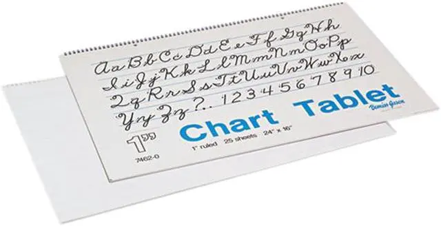 Main image of Pacon 74620 Chart Tablets w/Cursive Cover, Ruled, 24 x 16, White, 25 Sheets/Pad