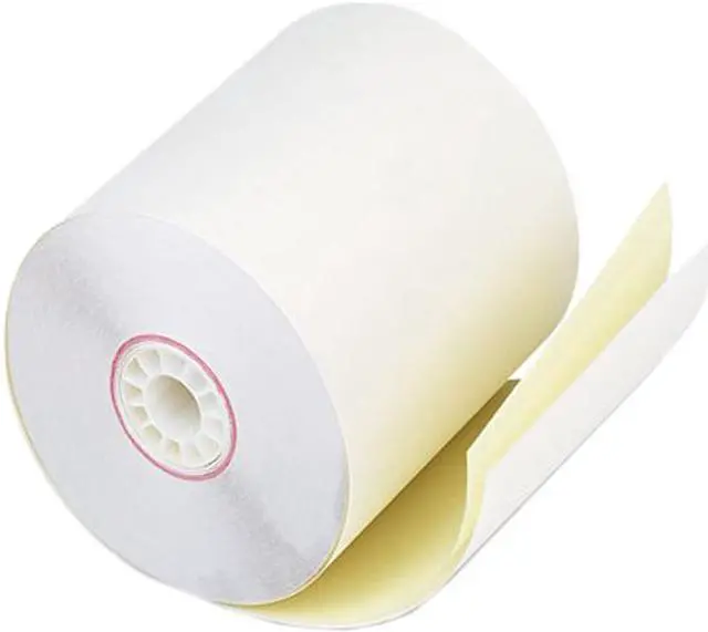 Main image of PM Company 08789 Two-Ply Receipt Rolls, 2-3/4" x 90 ft, White/Canary, 50/Carton