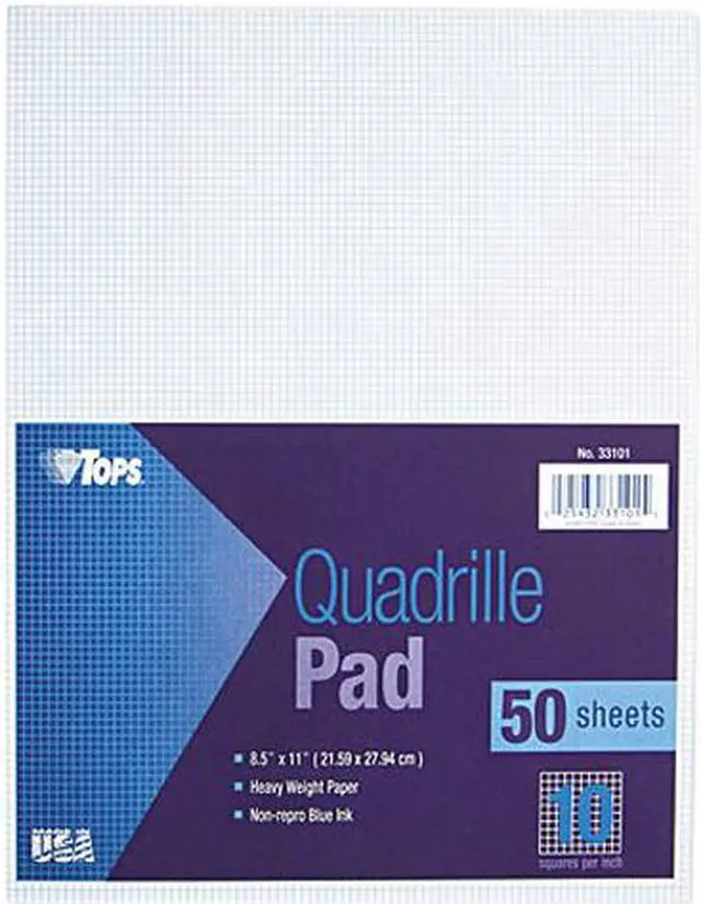Main image of Tops 33101 Quadrille Pads, 10 Squares/inch, 8-1/2 x 11, White, 50 Sheets/Pad
