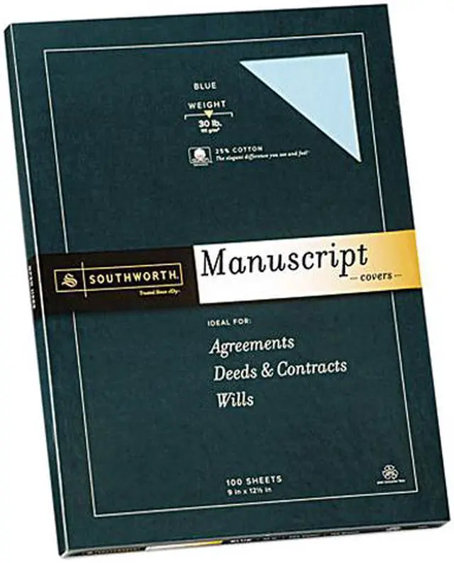 Main image of Southworth 41SM 25% Cotton Fine Manuscript Covers, 30 lbs., 9 x 12-1/2, Blue, 100/Box