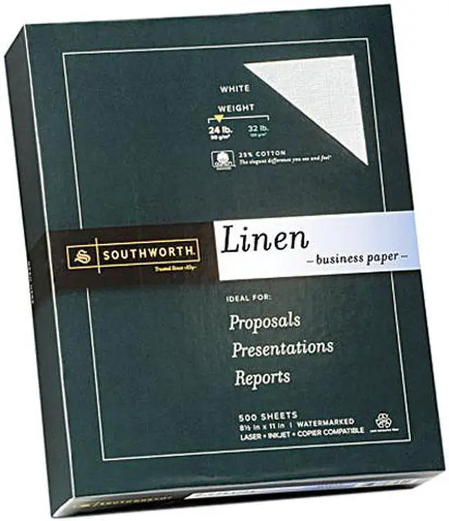 Main image of Southworth 554C 25% Cotton Linen Business Paper, 24 lbs., 8-1/2 x 11, White, 500/Box